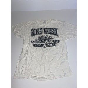 Fruit of the Loom Heavy Cotton T Shirt 2003 Daytona Beach Bike Week White Large